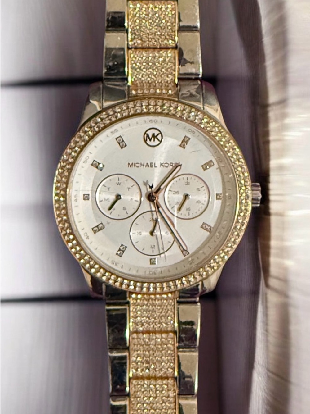 Michael Kors Gold-Tone Crystal Dial Women's Bracelet Watch